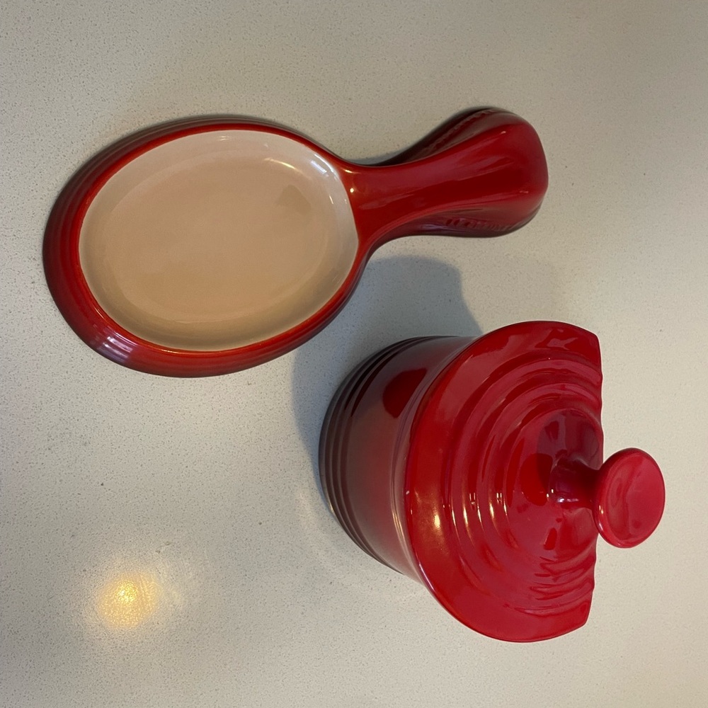 Le Creuset spoon rest and salt crock/salt box/salt pig